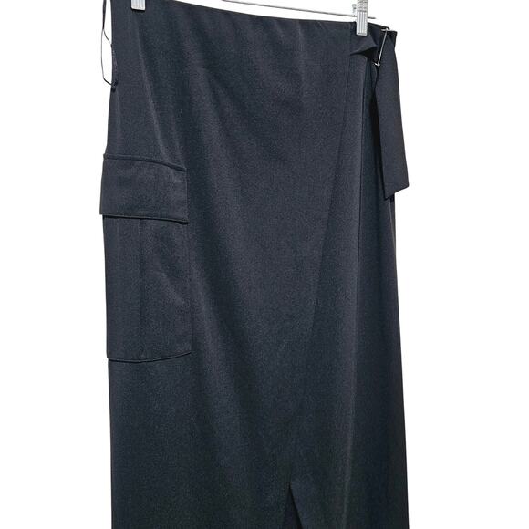Polo Ralph Lauren Cargo Wrap Skirt Black Pocket Lightweight Size M Minimalist - Picture 4 of 9